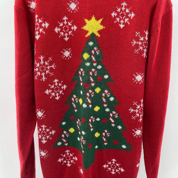 Blitzen & Company Mens Red Christmas Tree Ugly Christmas Sweater  Size Large Med - Picture 3 of 6